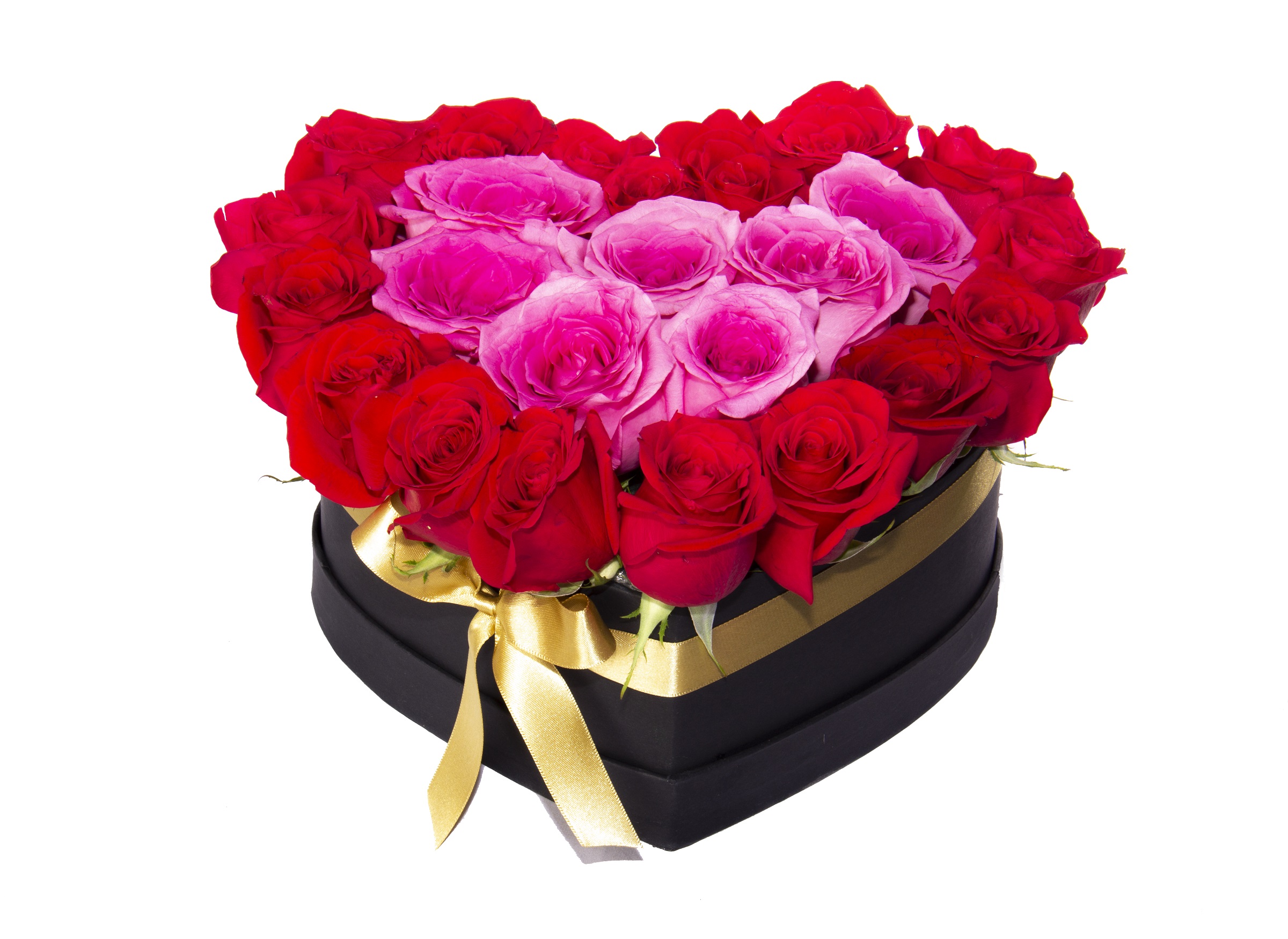 caja de corazón de rosas